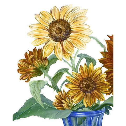 China Sunflowers II White Modern Wood Framed Art Print by Wilson, Kelsey