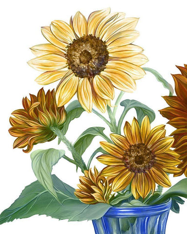 China Sunflowers II White Modern Wood Framed Art Print with Double Matting by Wilson, Kelsey