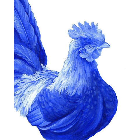 Blue Rooster I Black Modern Wood Framed Art Print with Double Matting by Wilson, Kelsey