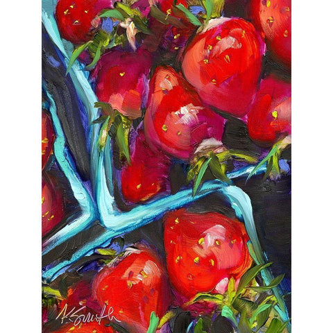 Strawberry Carton White Modern Wood Framed Art Print by Smith, Kim