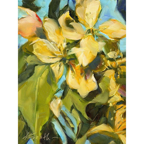 Golden Floral White Modern Wood Framed Art Print by Smith, Kim