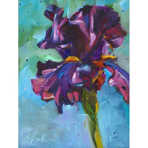 Iris in Bloom Black Modern Wood Framed Art Print with Double Matting by Smith, Kim