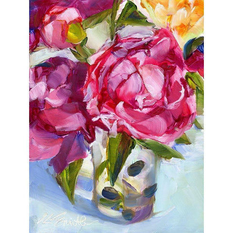 Peony Still Life Black Modern Wood Framed Art Print with Double Matting by Smith, Kim