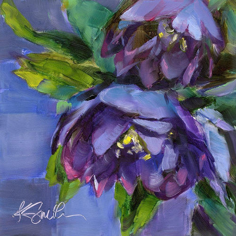 Purple Florals White Modern Wood Framed Art Print by Smith, Kim