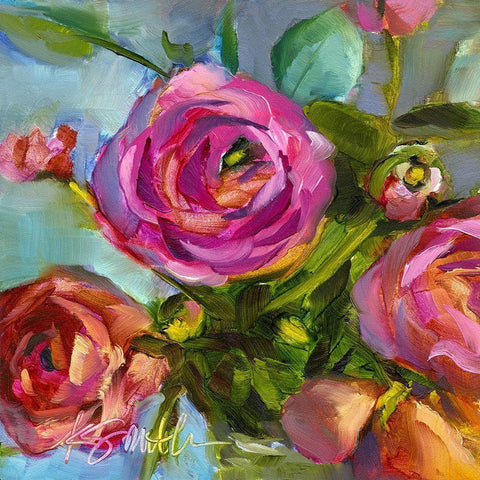 Roses Still Life III Black Modern Wood Framed Art Print with Double Matting by Smith, Kim
