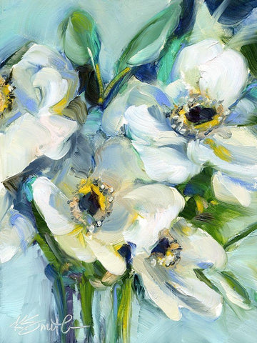 White Floral Still Life White Modern Wood Framed Art Print with Double Matting by Smith, Kim