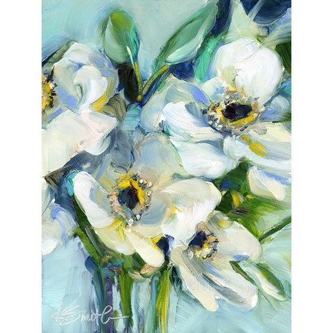 White Floral Still Life Black Modern Wood Framed Art Print by Smith, Kim