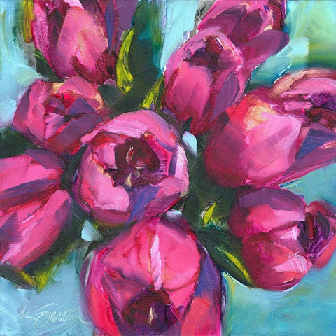 Tulip Bounty Black Modern Wood Framed Art Print with Double Matting by Smith, Kim