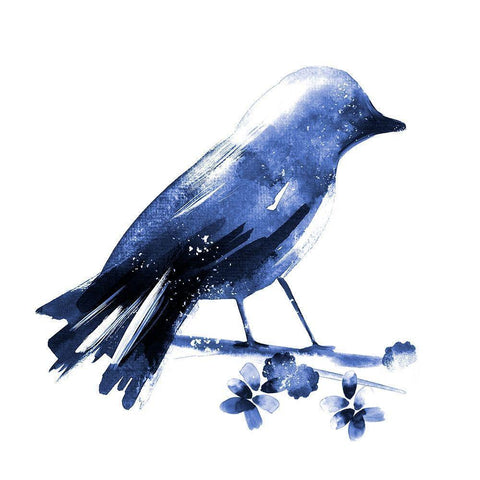 Watercolor Chickadee II Black Modern Wood Framed Art Print with Double Matting by Northern Lights