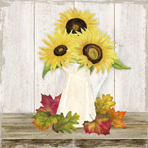 Fall Sunflowers II Gold Ornate Wood Framed Art Print with Double Matting by Reed, Tara