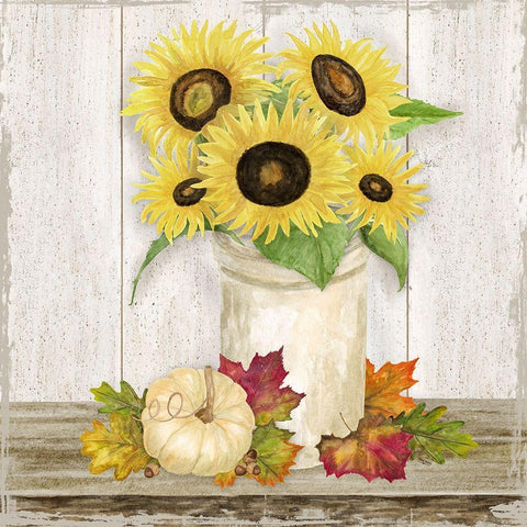 Fall Sunflowers III Black Ornate Wood Framed Art Print with Double Matting by Reed, Tara