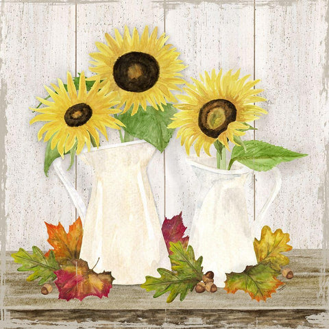 Fall Sunflowers IV Black Ornate Wood Framed Art Print with Double Matting by Reed, Tara