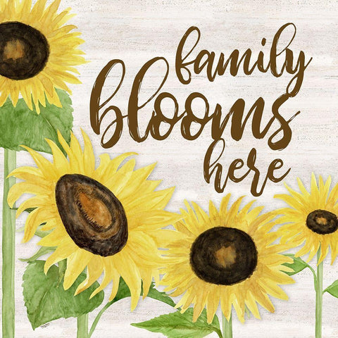 Fall Sunflower sentiment I-Family Black Ornate Wood Framed Art Print with Double Matting by Reed, Tara