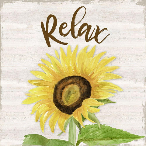 Fall Sunflower sentiment III-Relax Black Ornate Wood Framed Art Print with Double Matting by Reed, Tara