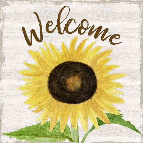 Fall Sunflower sentiment IV-Welcome Black Modern Wood Framed Art Print with Double Matting by Reed, Tara