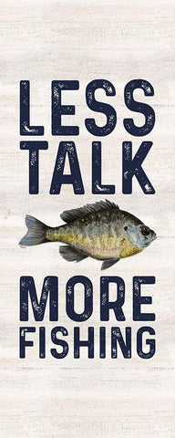 Less Talk More Fishing vertical II-Fishing Black Ornate Wood Framed Art Print with Double Matting by Reed, Tara