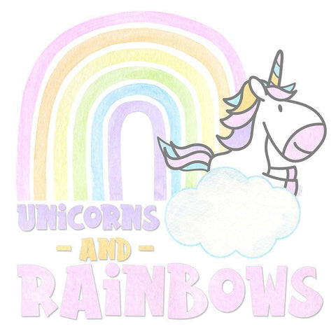 Pastel Rainbows V-Unicorns Black Ornate Wood Framed Art Print with Double Matting by Reed, Tara