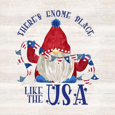 Patriotic Gnomes III-USA Gold Ornate Wood Framed Art Print with Double Matting by Reed, Tara