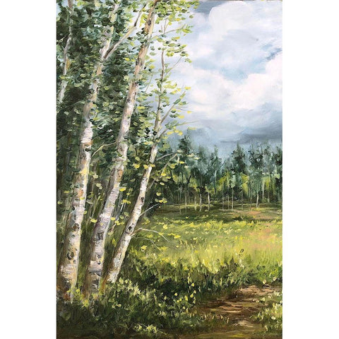 Colorado Meadow panel I Black Modern Wood Framed Art Print with Double Matting by Tre Sorelle Studios