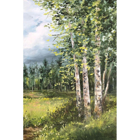 Colorado Meadow panel II Black Modern Wood Framed Art Print with Double Matting by Tre Sorelle Studios