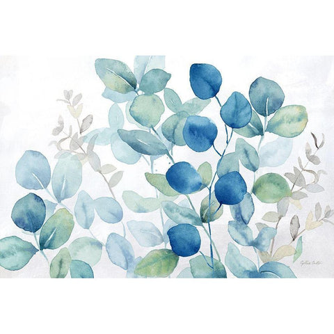 Eucalyptus Leaves landscape blue green White Modern Wood Framed Art Print by Coulter, Cynthia