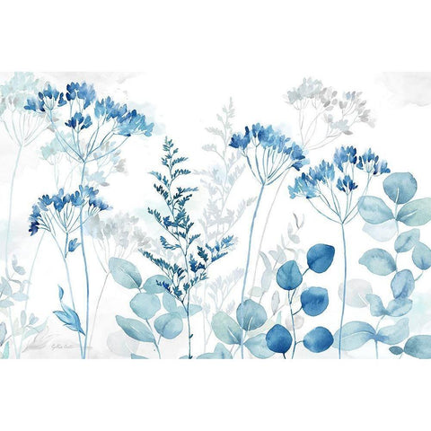 Botanical Landscape indigo White Modern Wood Framed Art Print by Coulter, Cynthia