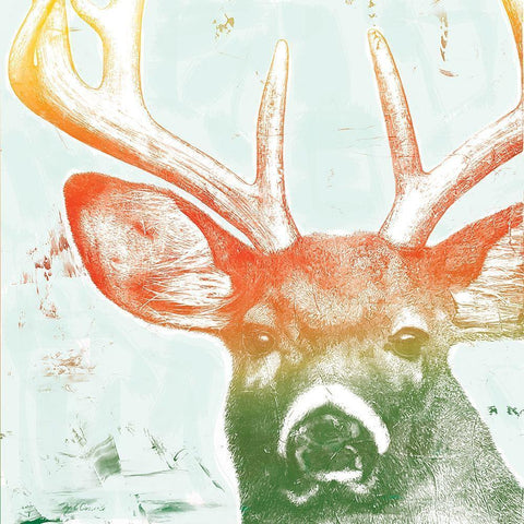 Portrait of a Deer rainbow Black Modern Wood Framed Art Print by Cusson, Marie Elaine