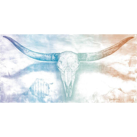 Longhorn II rainbow Black Modern Wood Framed Art Print by Cusson, Marie Elaine
