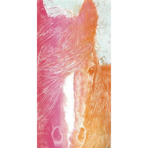 Colorful Horse panel Gold Ornate Wood Framed Art Print with Double Matting by Cusson, Marie Elaine