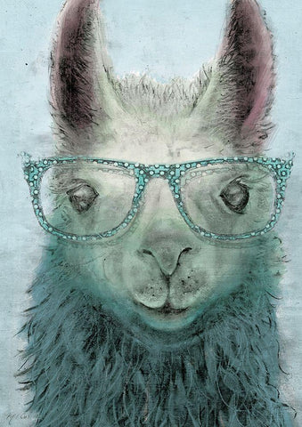 Colorful Llama panel I Black Ornate Wood Framed Art Print with Double Matting by Cusson, Marie Elaine