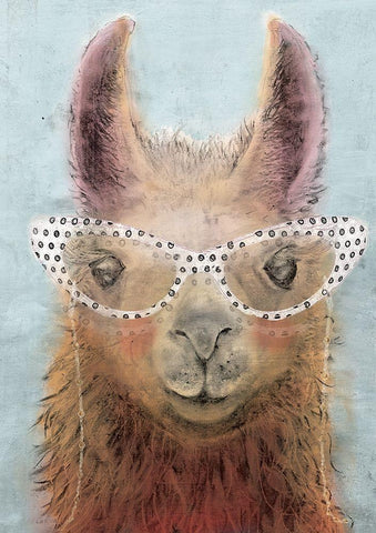 Colorful Llama panel II Black Ornate Wood Framed Art Print with Double Matting by Cusson, Marie Elaine