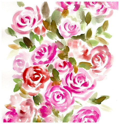 Bunches of Pink Square White Modern Wood Framed Art Print with Double Matting by Chapman, Marcy