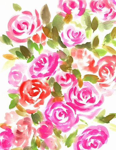 Bunches of Pink Portrait White Modern Wood Framed Art Print with Double Matting by Chapman, Marcy