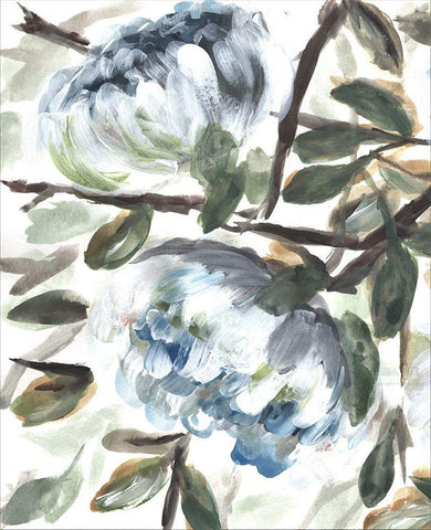 Farmhouse Blue Bush I White Modern Wood Framed Art Print with Double Matting by Chapman, Marcy