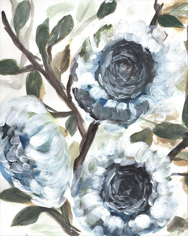 Farmhouse Blue Bush II Black Ornate Wood Framed Art Print with Double Matting by Chapman, Marcy