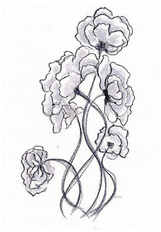 Blossoming Gray I Black Ornate Wood Framed Art Print with Double Matting by Chapman, Marcy