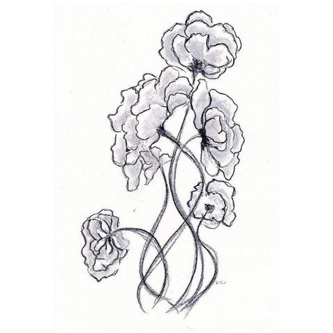 Blossoming Gray I Black Modern Wood Framed Art Print with Double Matting by Chapman, Marcy