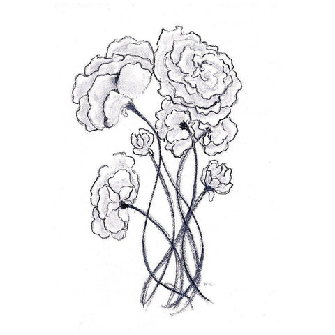 Blossoming Gray II Black Modern Wood Framed Art Print by Chapman, Marcy