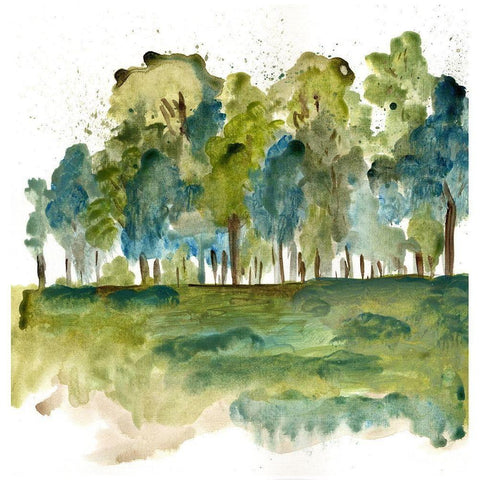 Blue Tree Forest Black Modern Wood Framed Art Print by Chapman, Marcy