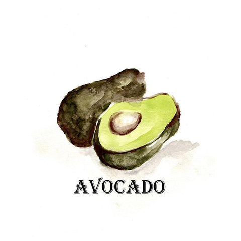 Veggie Sketch  II-Avocado White Modern Wood Framed Art Print by Chapman, Marcy