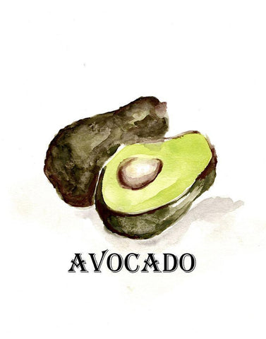 Veggie Sketch  II-Avocado Black Ornate Wood Framed Art Print with Double Matting by Chapman, Marcy