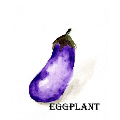 Veggie Sketch  VII-Eggplant White Modern Wood Framed Art Print by Chapman, Marcy