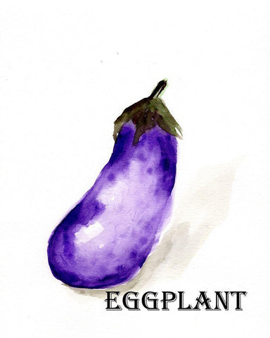 Veggie Sketch  VII-Eggplant Black Ornate Wood Framed Art Print with Double Matting by Chapman, Marcy