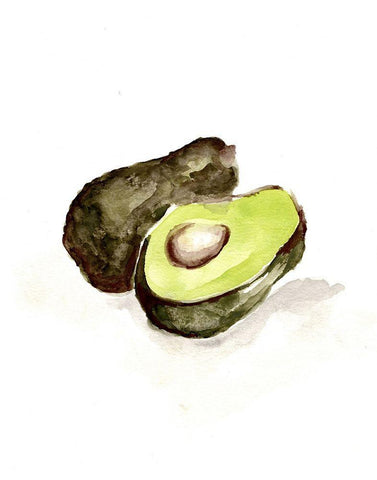 Veggie Sketch plain  II-Avocado White Modern Wood Framed Art Print with Double Matting by Chapman, Marcy