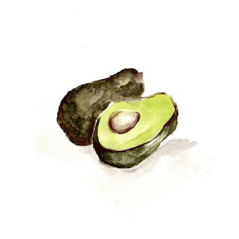 Veggie Sketch plain  II-Avocado Black Modern Wood Framed Art Print with Double Matting by Chapman, Marcy