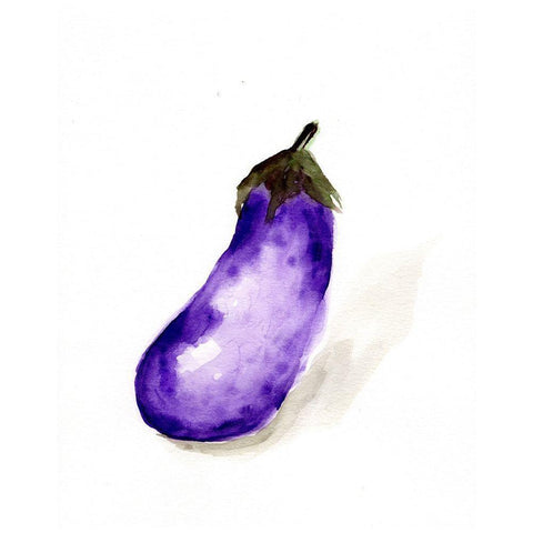 Veggie Sketch plain  VII-Eggplant White Modern Wood Framed Art Print by Chapman, Marcy