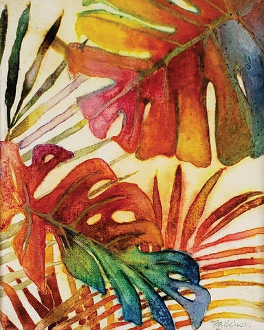 Tropic Botanicals I Black Ornate Wood Framed Art Print with Double Matting by Cusson, Marie Elaine