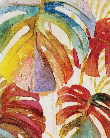 Tropic Botanicals III White Modern Wood Framed Art Print with Double Matting by Cusson, Marie Elaine