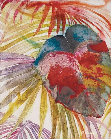 Tropic Botanicals V White Modern Wood Framed Art Print with Double Matting by Cusson, Marie Elaine