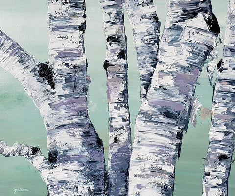 Birch Tree Close Up  II Black Ornate Wood Framed Art Print with Double Matting by Cusson, Marie Elaine